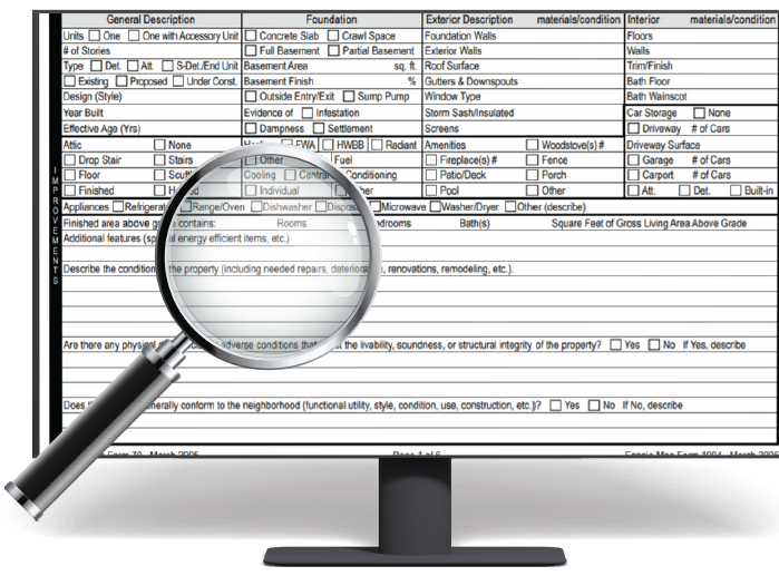 Magnifying glass over appraisal report